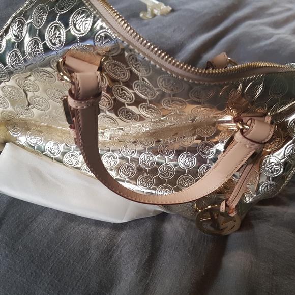 Michael Kors Gold Metallic Grayson Boston Speedy Bag - Picture 3 of 3